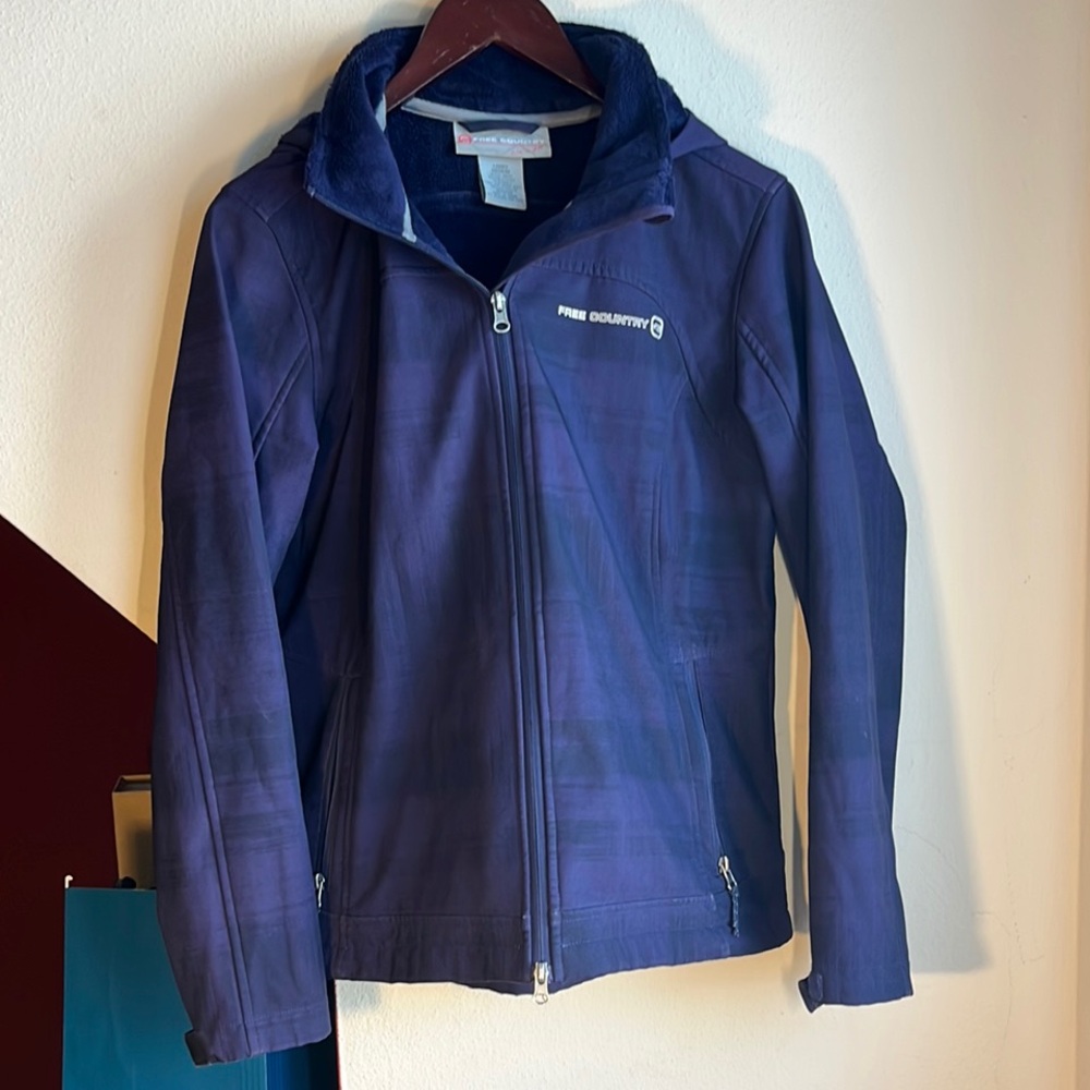 Free Country Athletic Purple fleece lined Hooded Jacket Medium Gorpcore